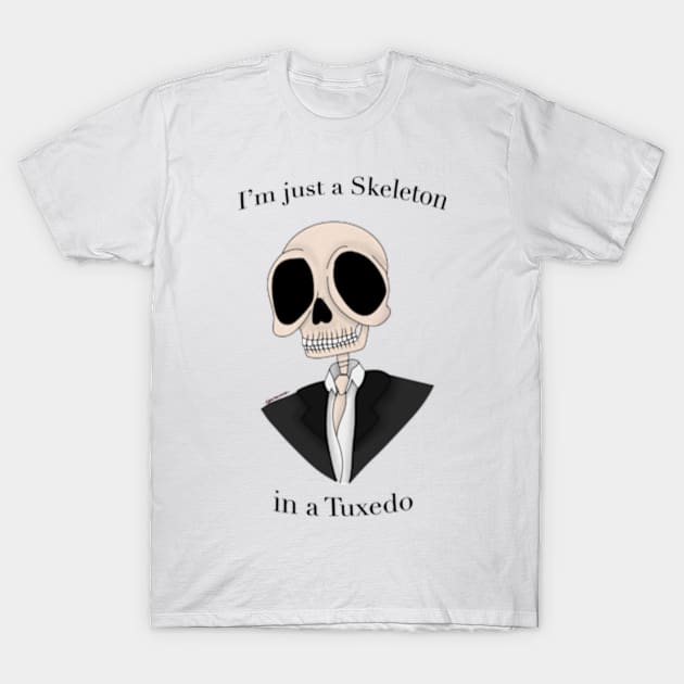 A skeleton in a Tuxedo T-Shirt by SnowJade